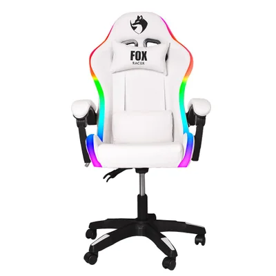 Cadeira Gamer Fox Racer Nordic B98, RGB, Até 120KG, Encosto Ajustável, Branca