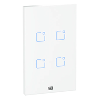 Interruptor Touch Inteligente, 4 Botoes, WIFI, 10a + Rf Com Placa 4x2 Weg Home, Branco