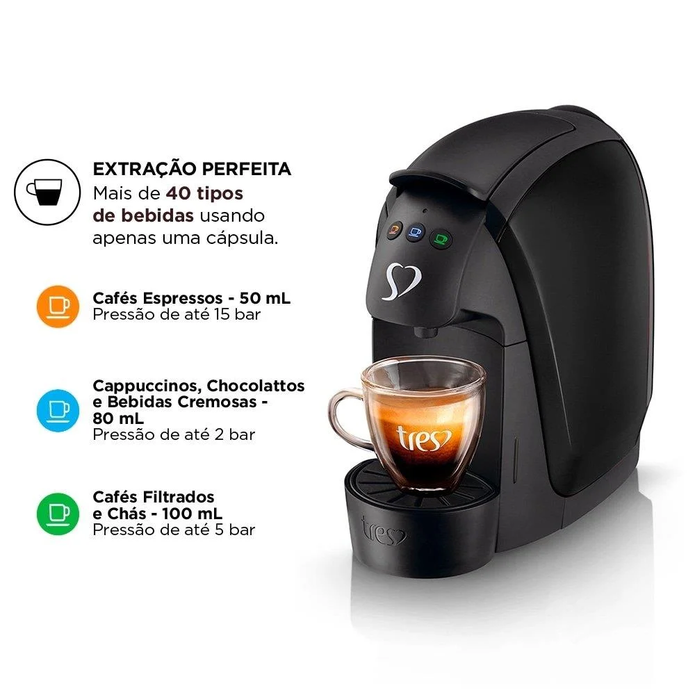 Cafeteira Expresso Três Corações Luna Preto Cafeteira Expresso Três Corações Luna Preto