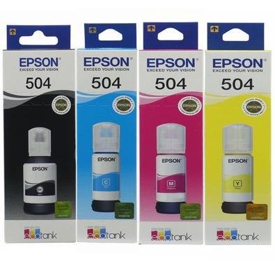 Kit Com 4 Cores Epson 504 - Preto, Ciano, Magenta, Amarelo