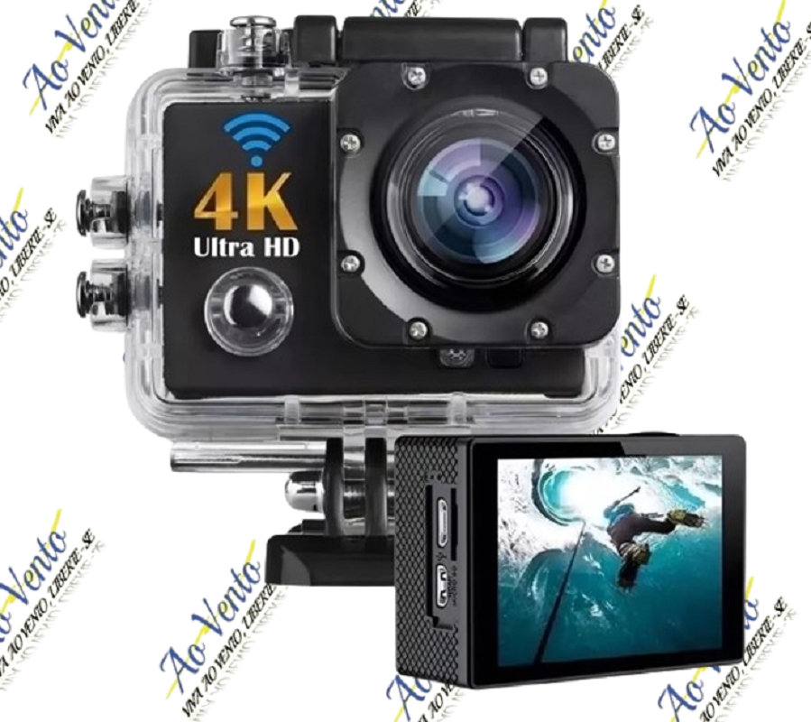 Câmera Action Pro Sport, Full HD, A Prova D'Água, Wi-fi, Bike, Surf, Preto
