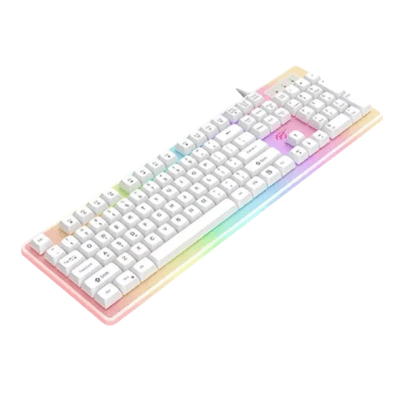 Teclado Gamer Haviti, LED, RGB, Com Fio, Branco, Qwerty Kb-876l