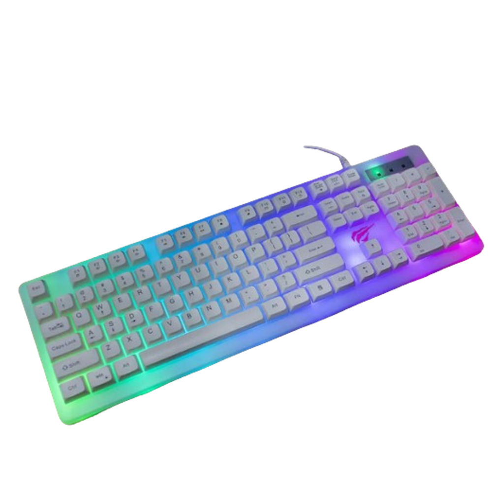 Imagem 2 de 3 do produto Teclado Gamer Haviti, LED, RGB, Com Fio, Branco, Qwerty Kb-876l