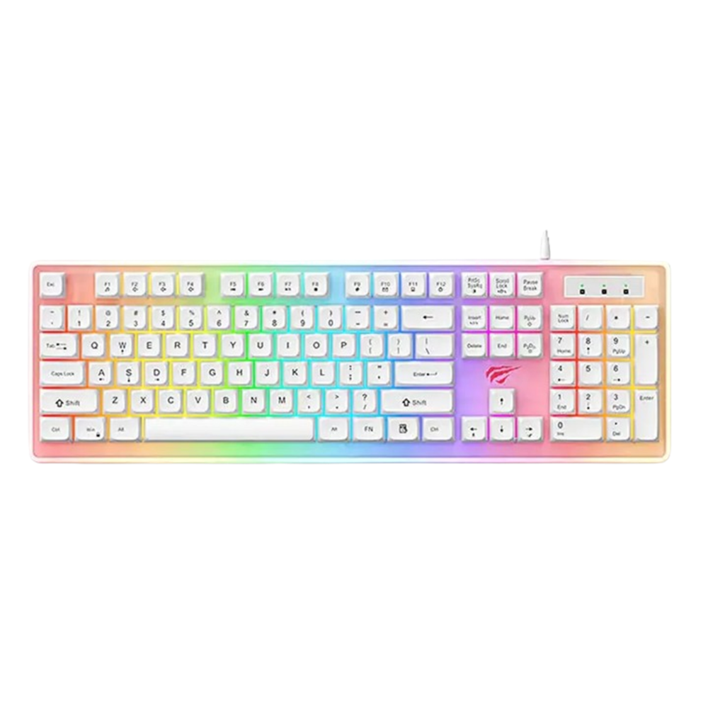 Imagem 3 de 3 do produto Teclado Gamer Haviti, LED, RGB, Com Fio, Branco, Qwerty Kb-876l