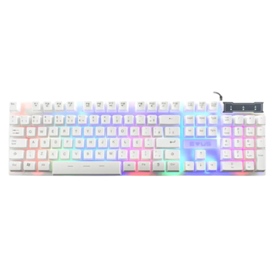 Teclado Gamer Evvus Candy, LED, RGB, Branco, Com Fio - Tc-10w