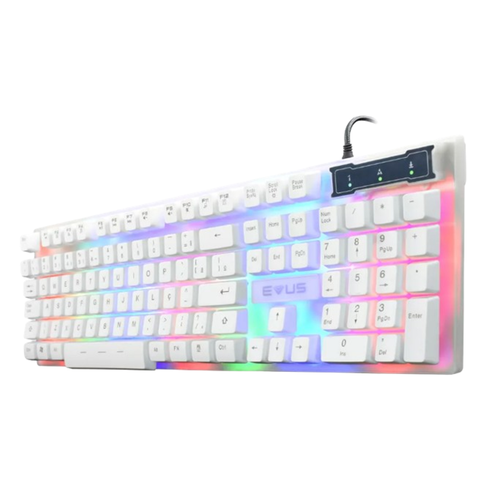 Imagem 2 de 3 do produto Teclado Gamer Evvus Candy, LED, RGB, Branco, Com Fio - Tc-10w