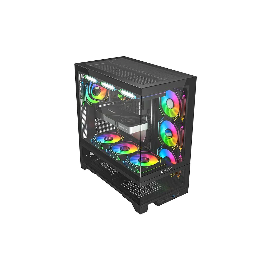 Gabinete Galax Centaurus Black Atx, Frontal Vidro, Sem Fan