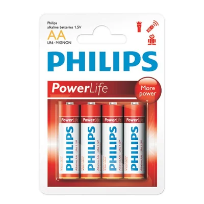 Pilha Alcalina Philips Aa Cartela, 4 Unidades