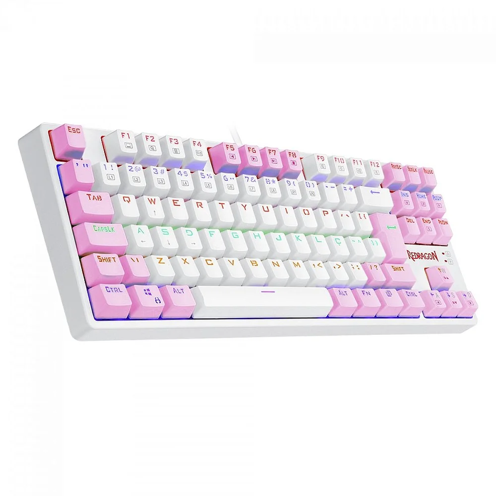 Teclado Mecânico Redragon Daksa White/Pink ABNT2 Switch Blue