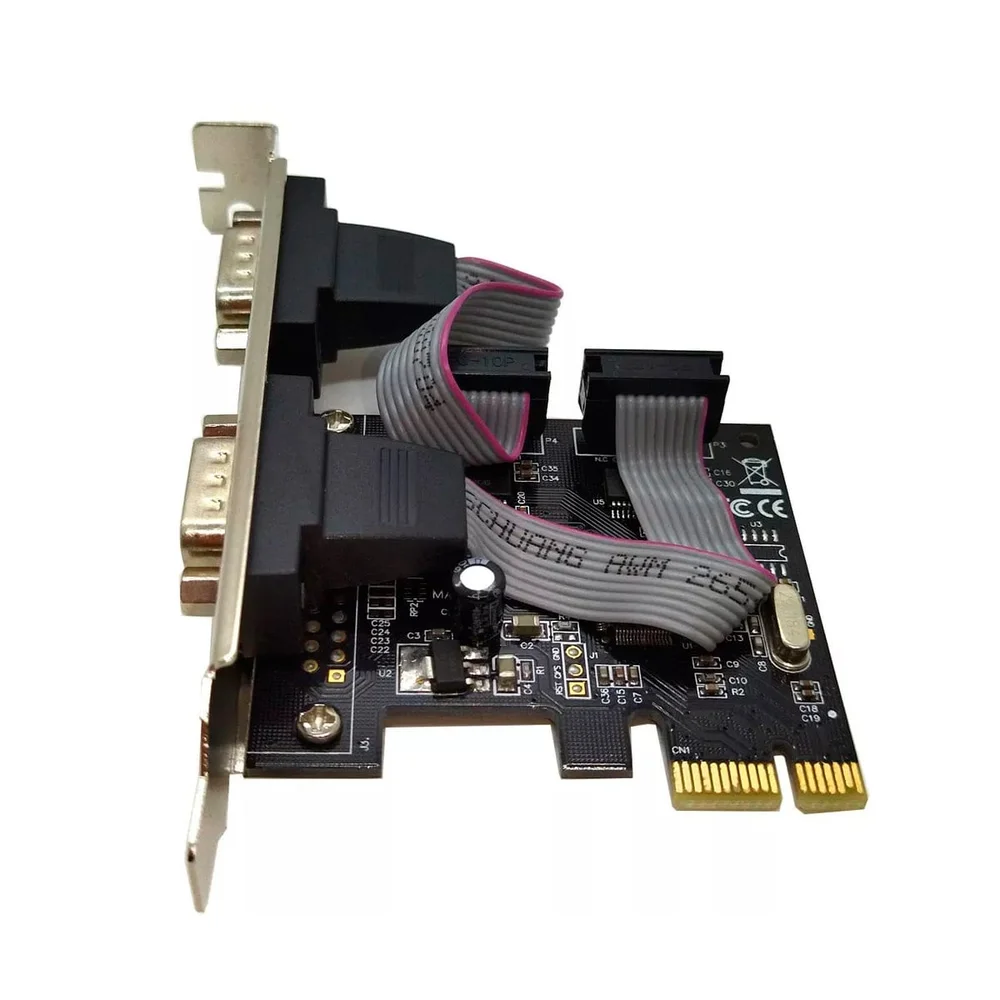 Imagem 2 de 2 do produto Placa De Rede Gv Brasil Pci-express, 2 Seriais ,Db9, Macho