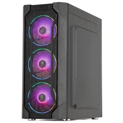 Gabinete Gamer Titan, Preto, Mid Tower, Vidro Temperado, RGB, Com 3 Fans