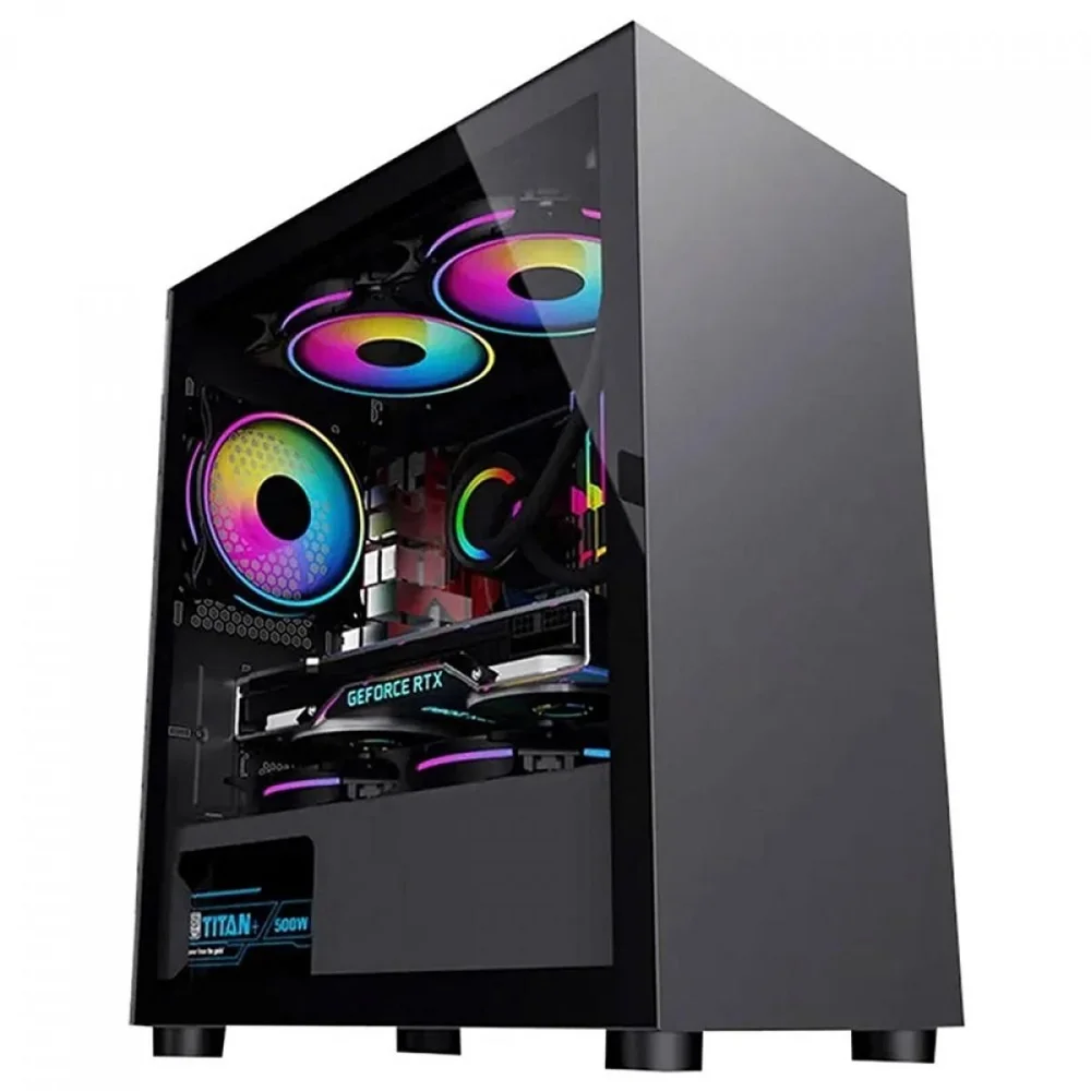 Gabinete Gamer Blazer Black, Mid Tower, Vidro Temperado RGB, Com 3 Fans