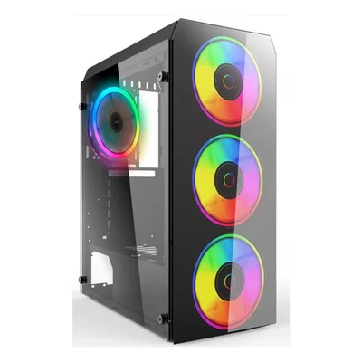 Gabinete Gamer Perfect, Preto, Mid Tower, Vidro Temperado RGB, Com 3 Fans