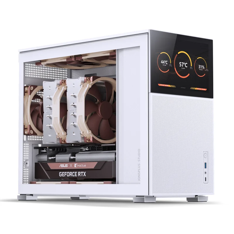 Gabinete Jonsbo D31 Mesh Screen, Branco, ATX Alumínio, Com tela LCD