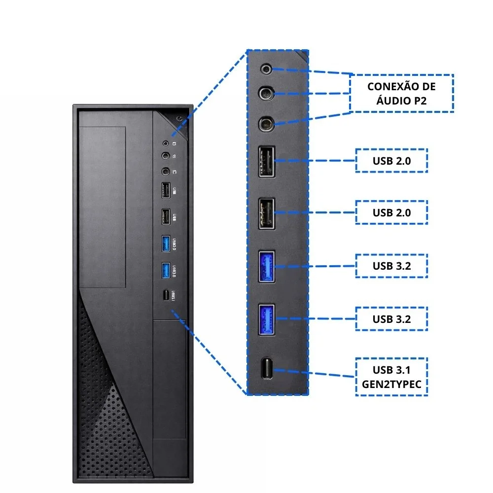 Imagem 5 de 5 do produto Gabinete Slim Kmex Gm-01td, Micro Atx, Preto, Com Fonte - Tfx-300
