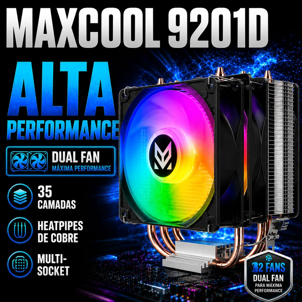 Cooler Maxcool MX-9201D Duplo RGB Intel / AMD Cooler Maxcool MX-9201D Duplo RGB Intel / AMD