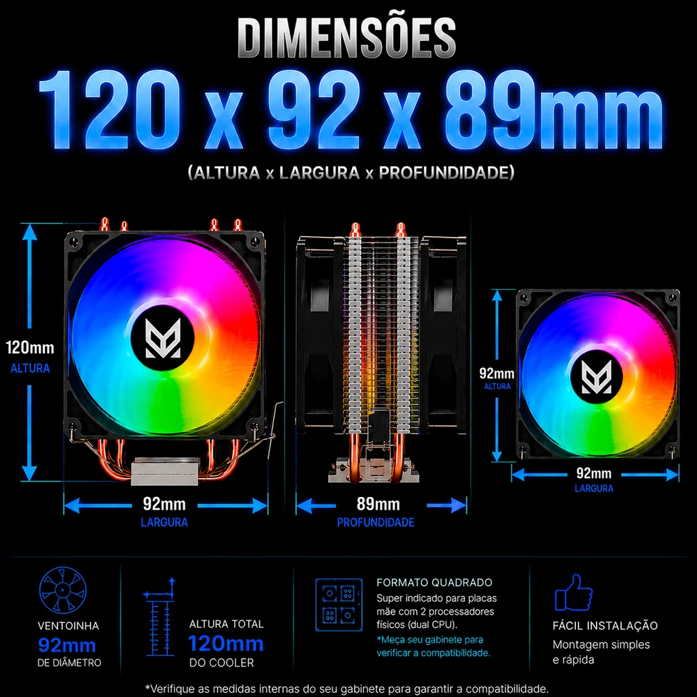 Cooler Maxcool MX-9201D Duplo RGB Intel / AMD Cooler Maxcool MX-9201D Duplo RGB Intel / AMD