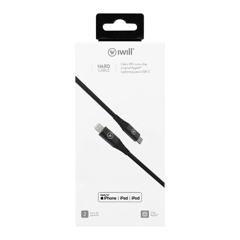 Imagem 2 de 3 do produto Cabo Iwill Mfi Para USB-C Hard Cable Em Tpe, Preto