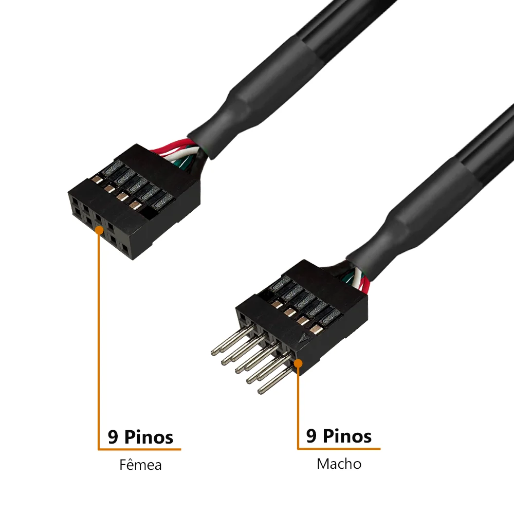Imagem 4 de 4 do produto Cabo Extensor Usb 2.0, 9 Pinos, Extensão Usb Placa Mãe, 50cm, Macho para Fêmea