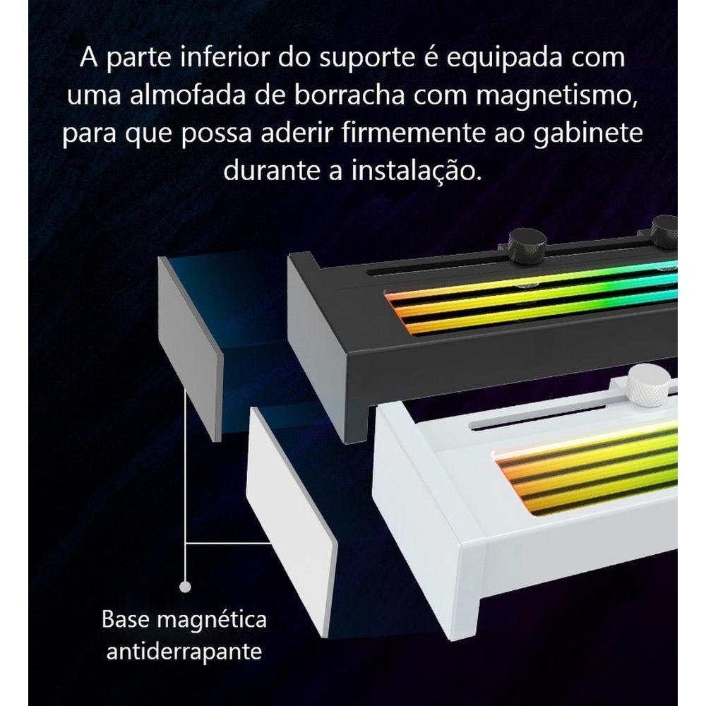 Suporte Placa De Vídeo Infinity, Led, Argb, Infinito 3 Pinos 5v, Vertical, Branco Prateado 5