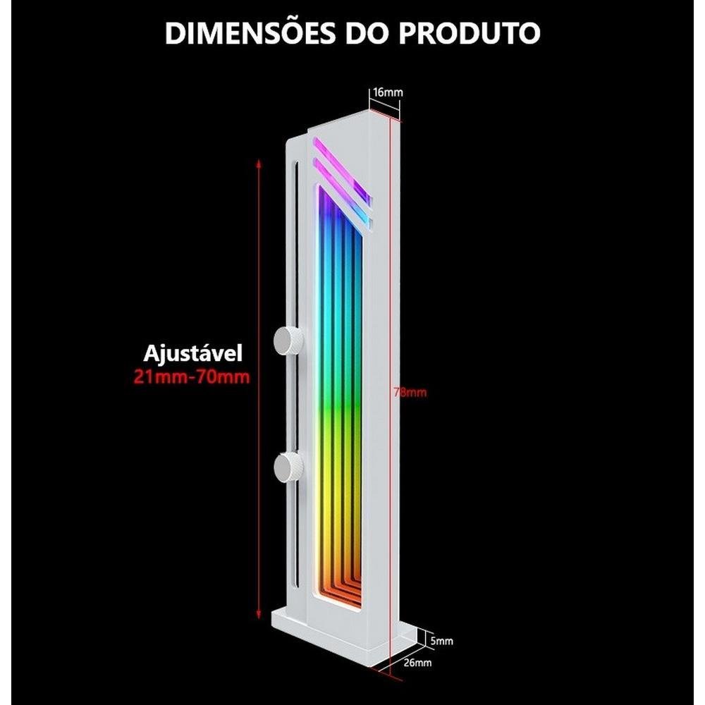 Suporte Placa De Vídeo Infinity, Led, Argb, Infinito 3 Pinos 5v, Vertical, Branco Prateado 6