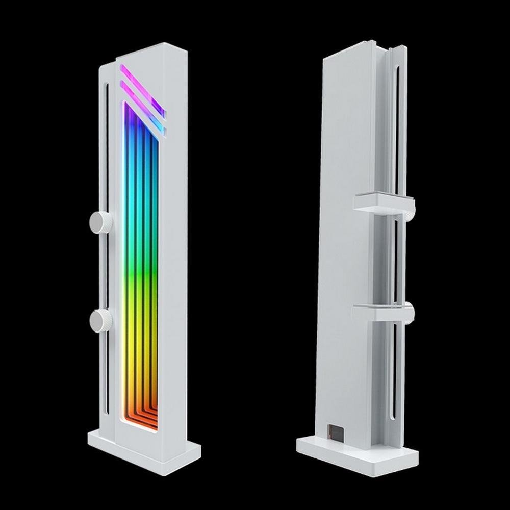 Suporte Placa De Vídeo Infinity, Led, Argb, Infinito 3 Pinos 5v, Vertical, Branco Prateado 8