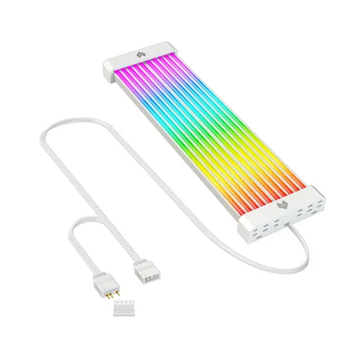 Barra de LED Neon, AL200 Coolmoon, ARGB 5V 3 Pinos, Guia Para Esconder Cabos da Fonte, Branco