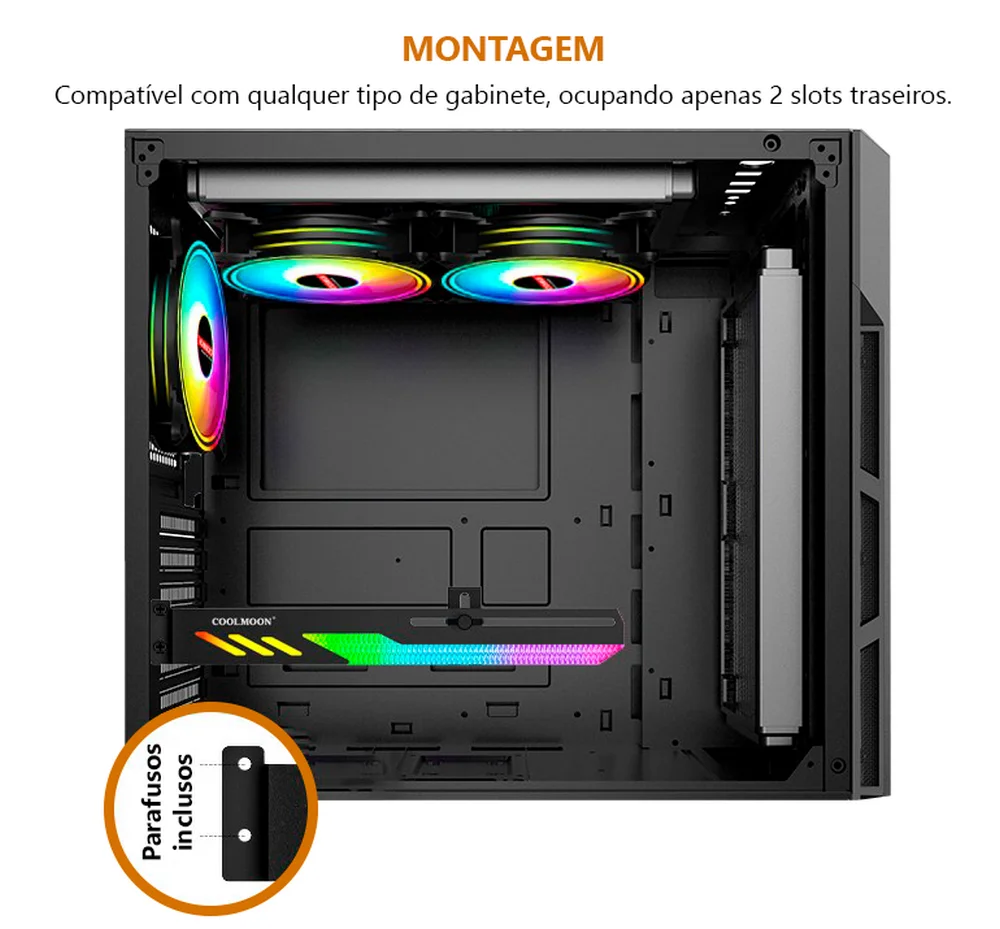 Suporte para Placa De Vídeo Coolmoon, LED ARGB 5V 3 Pinos, 280mm, Preto, Controlável 5
