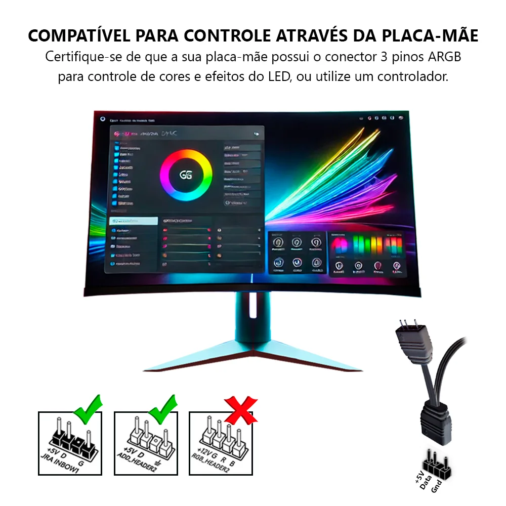 Suporte para Placa De Vídeo Coolmoon, LED ARGB 5V 3 Pinos, 280mm, Preto, Controlável 7