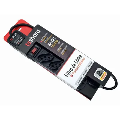 Filtro De Linha Ts Shara, Protetor, 4 Tomadas, Bivolt, Cabo 1,5m, Preto — foto 3