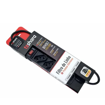 Filtro De Linha Ts Shara, Protetor, 4 Tomadas, Bivolt, Cabo 1,5m, Preto — foto 5