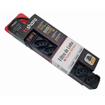Filtro De Linha Ts Shara, Protetor, 6 Tomadas, Bivolt, Cabo 1,5m, Preto — foto 4