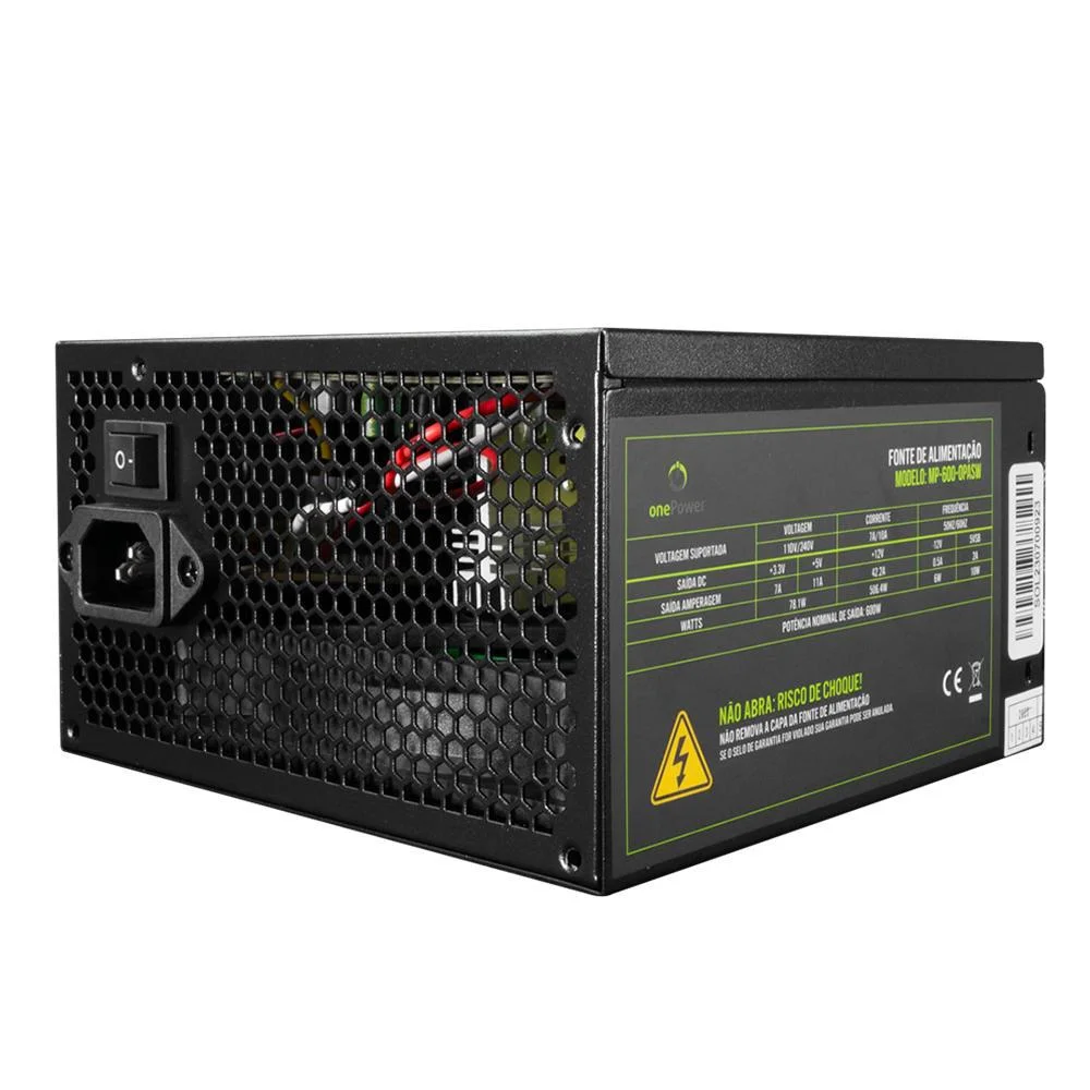 Fonte De Alimentação Onepower, 600w, Bivolt, Preto - Mp-600-opasw
