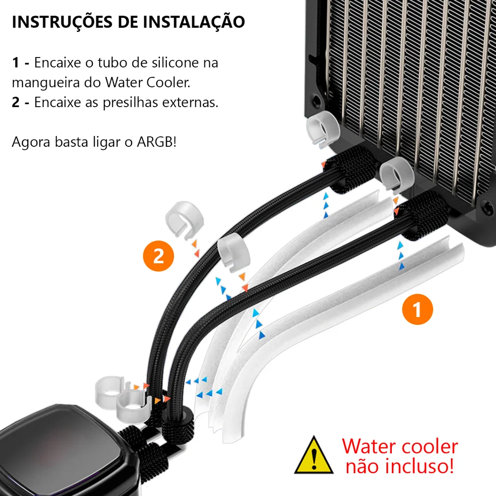 Revestimento Tubo de Water Cooler COOLMOON, ST350, ARGB, LED 5V 3 Pinos, Silicone, 350mm 8
