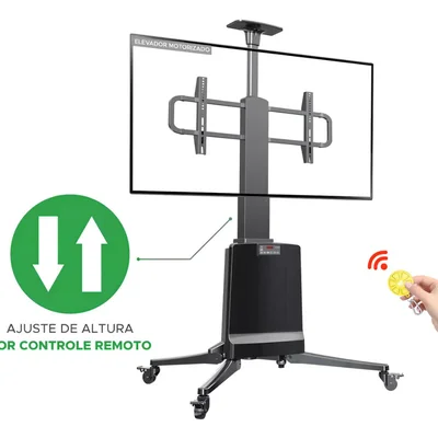Suporte Pedestal North Bayou, Tv 55" A 85", Com Regulagem De Altura Eletrônica, Controle Remoto - Nb-Tw85
