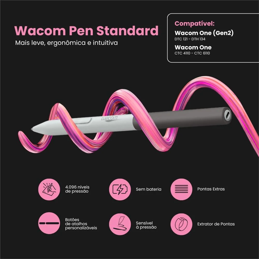 Imagem 4 de 5 do produto Mesa Digitalizadora Wacom One 12, Titan Lite Dtc121, Full Hd