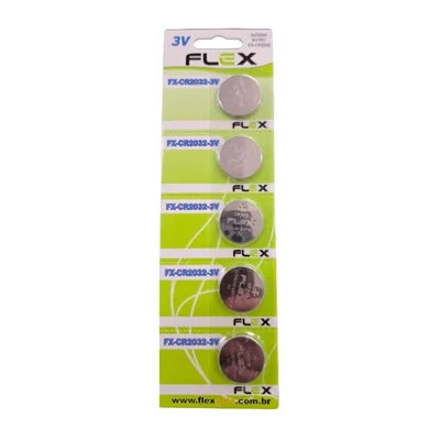 Pilha De Botão Flex, 3v Cartela C/5un - (fx-cr2032)