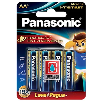 Pilhas Alcalinas Premium Aa Panasonic Blister, Com 6 Unidades - Lr6egr/6b
