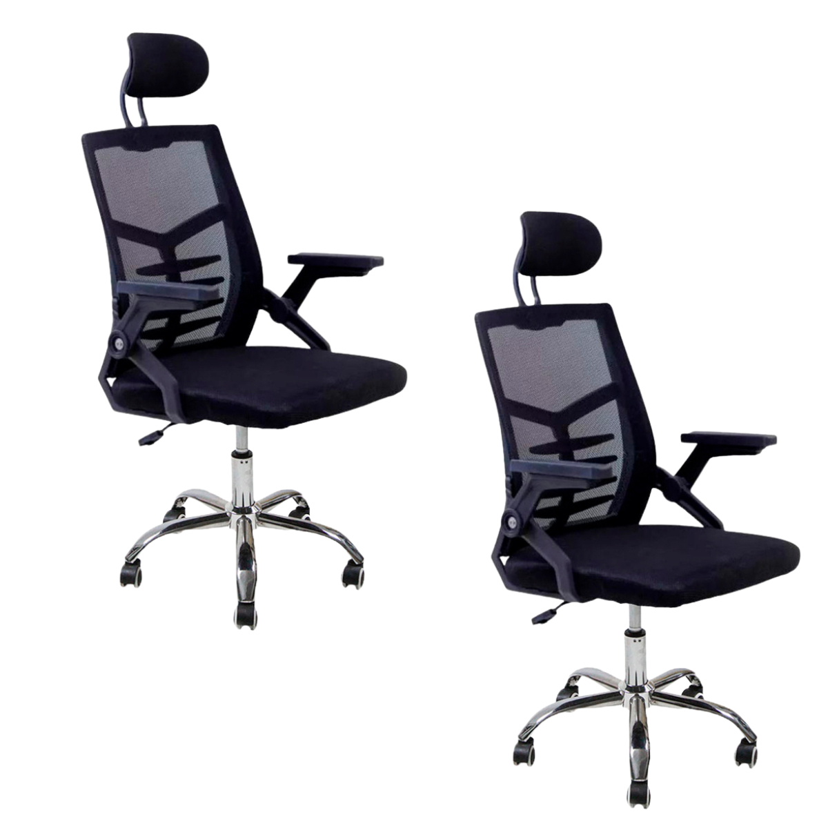 Kit 2 Cadeiras De Escritório Diretor Relax Ergonômica, Preto