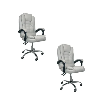 Kit 2 Cadeiras De Escritório Presidente Reclinável, Branco