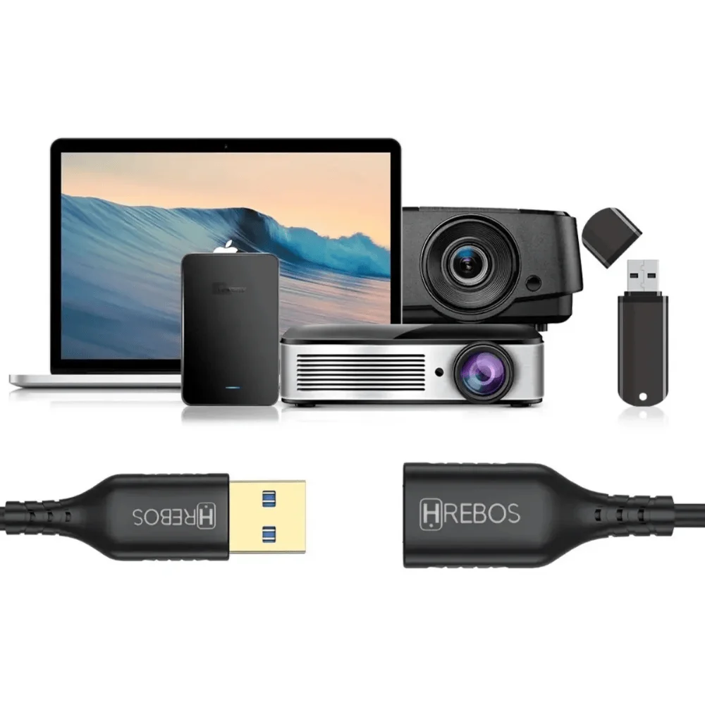 Imagem 4 de 4 do produto Cabo Hrebos, Extensor USB, Macho e Fêmea, 1 Metro