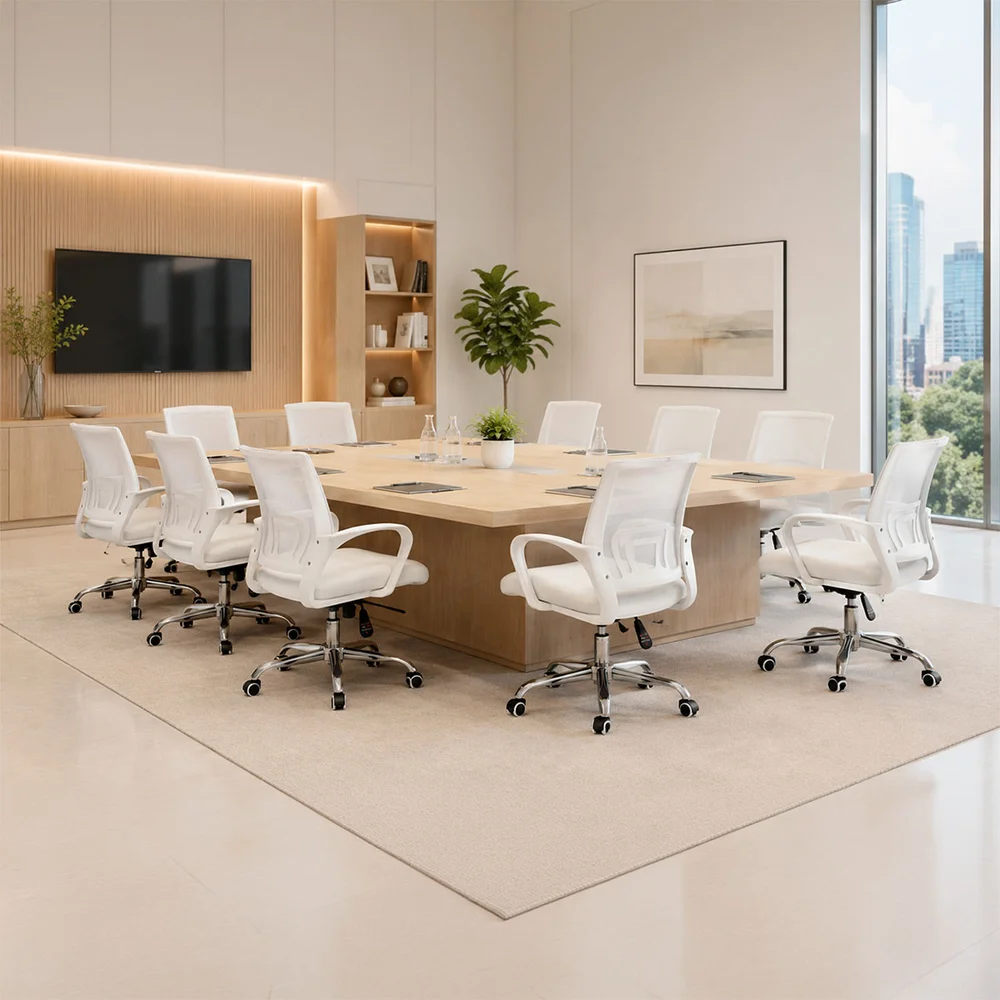 Imagem 4 de 5 do produto Kit 10 Cadeiras De Escritório Begonia Mesh Ergonômico, Branco