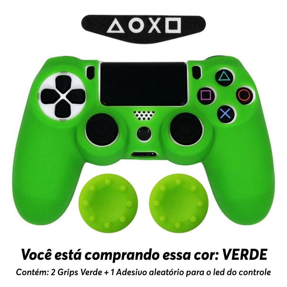 Capa Capinha Case Skin Para Controle De Ps4 Playstation 4 Cor: Verde