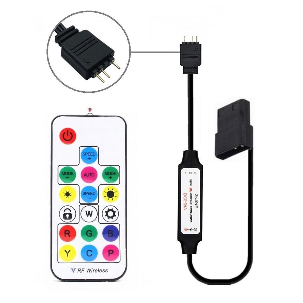 Controladora Alloyseed ARGB, 5v, 3 Pinos, Alimentação Molex, Com Controle Remoto 5