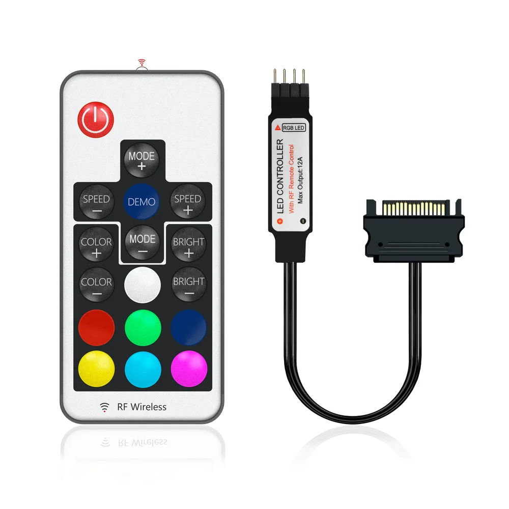 Controladora RGB 12V 4 Pinos, Alimentação Sata, Com Controle Remoto, Alloyseed 4