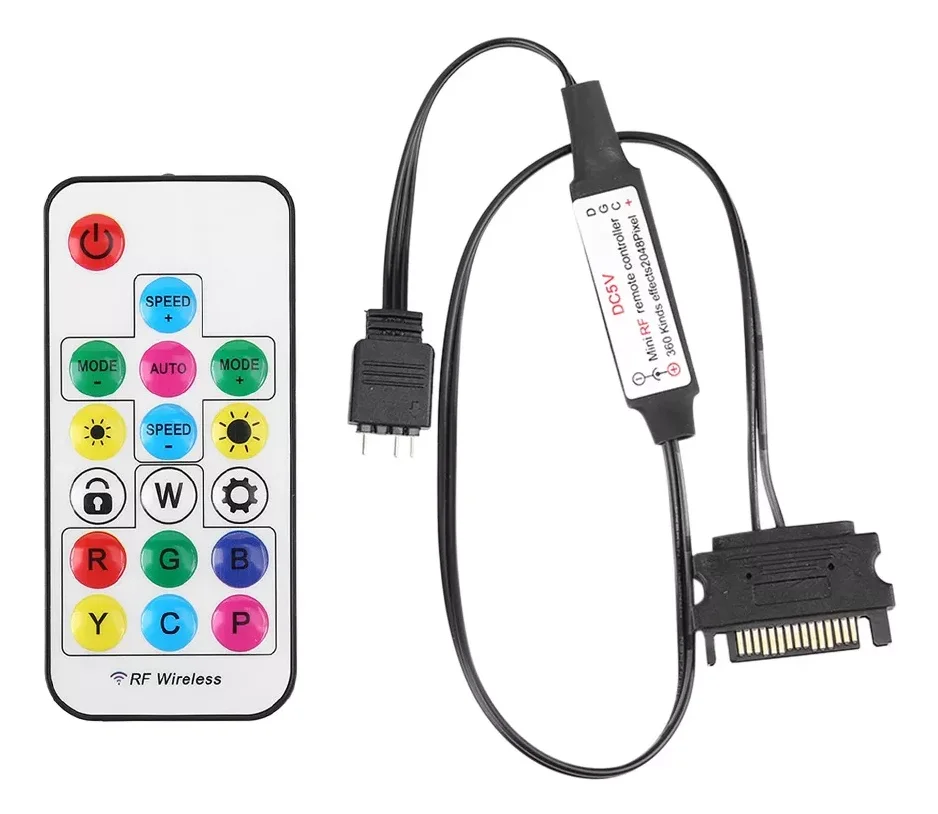 Controladora Alloyseed ARGB, 5v, 3 Pinos, Alimentação Sata, Com Controle Remoto 4