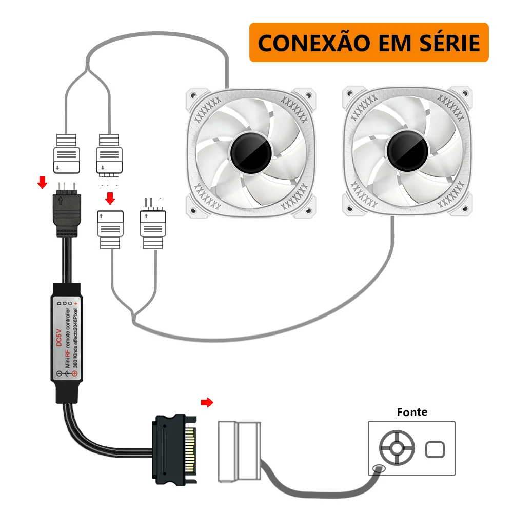 Controladora Alloyseed ARGB, 5v, 3 Pinos, Alimentação Sata, Com Controle Remoto 8