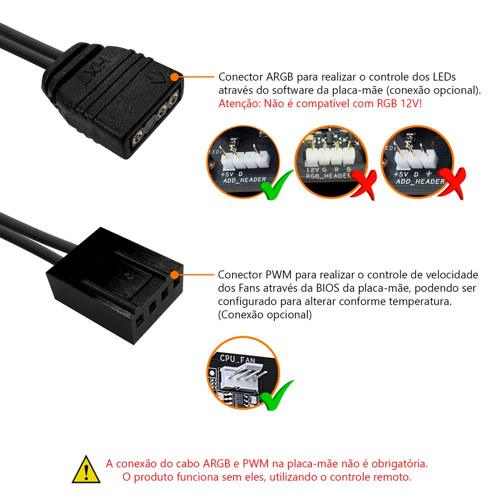 Imagem 3 de 5 do produto Controladora Fans Coolmoon ARGB, 5v, 3 Pinos com 10 portas, Hub Pwm, 4 Pinos com 8 portas, Preta