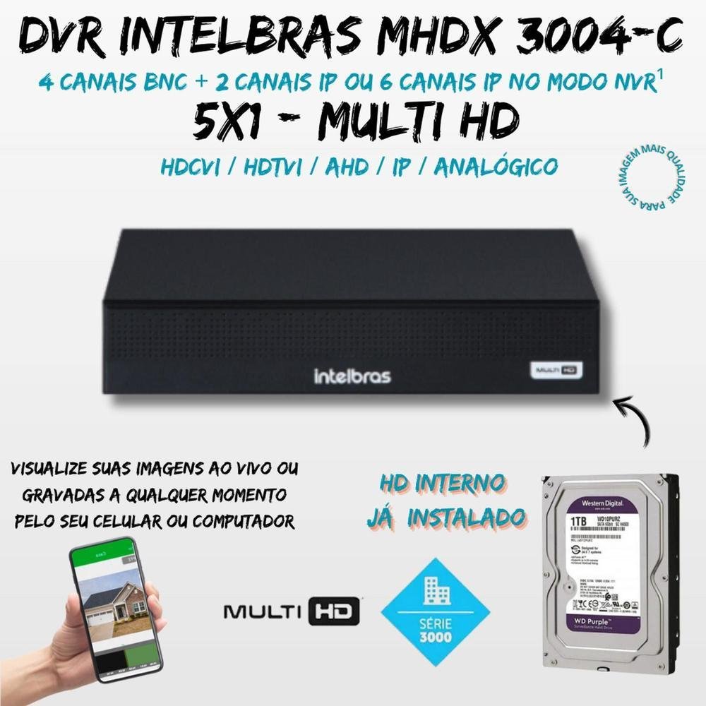 Imagem 2 de 2 do produto Dvr Multi Hd Intelbras 4ch Mhdx 3004-c, C/1tb, Purple