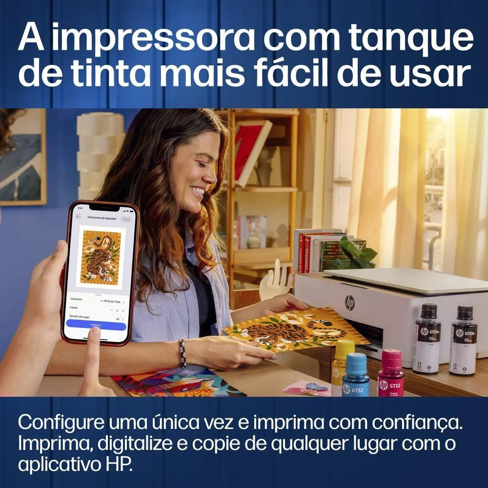 Imagem 3 de 5 do produto Impressora Multifuncional Hp Smart Tank 583, Tanque De Tinta Colorida, Wi-fi (4a8d8a) - Impressora, Copiadora E Scanner (ref Gt52 E Gt53)